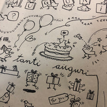 Carica l'immagine nel visualizzatore di Gallery, Carta da Regalo BUON COMPLEANNO Pennuti Skizzati 5 fogli + 4 chiudipacco
