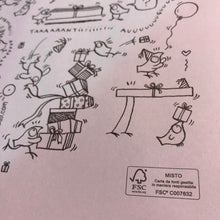 Carica l'immagine nel visualizzatore di Gallery, Carta da Regalo BUON COMPLEANNO Pennuti Skizzati 5 fogli + 4 chiudipacco