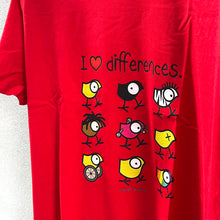 Carica l&#39;immagine nel visualizzatore di Gallery, T-Shirt DONNA sciancrata - I ❤️ DIFFERENCES Pennuti Skizzati
