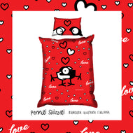 Copripiumone una piazza e mezza  Love is Love Pennuti Skizzati