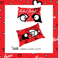 Coppia di federe “Felice Natale” Pennuti Skizzati