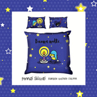 Copripiumone matrimoniale Buona Notte blu ⭐️ Pennuti Skizzati