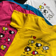 T-Shirt BAMBINI- I ❤️ DIFFERENCES Pennuti Skizzati