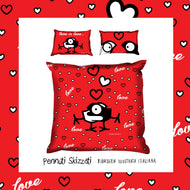 Copripiumone matrimoniale Love is Love Pennuti Skizzati
